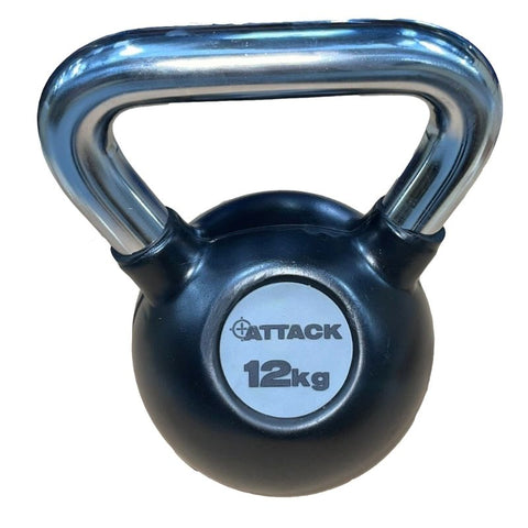 Attack Fitness Chrome Handle Rubber Kettlebell 4-24kg
